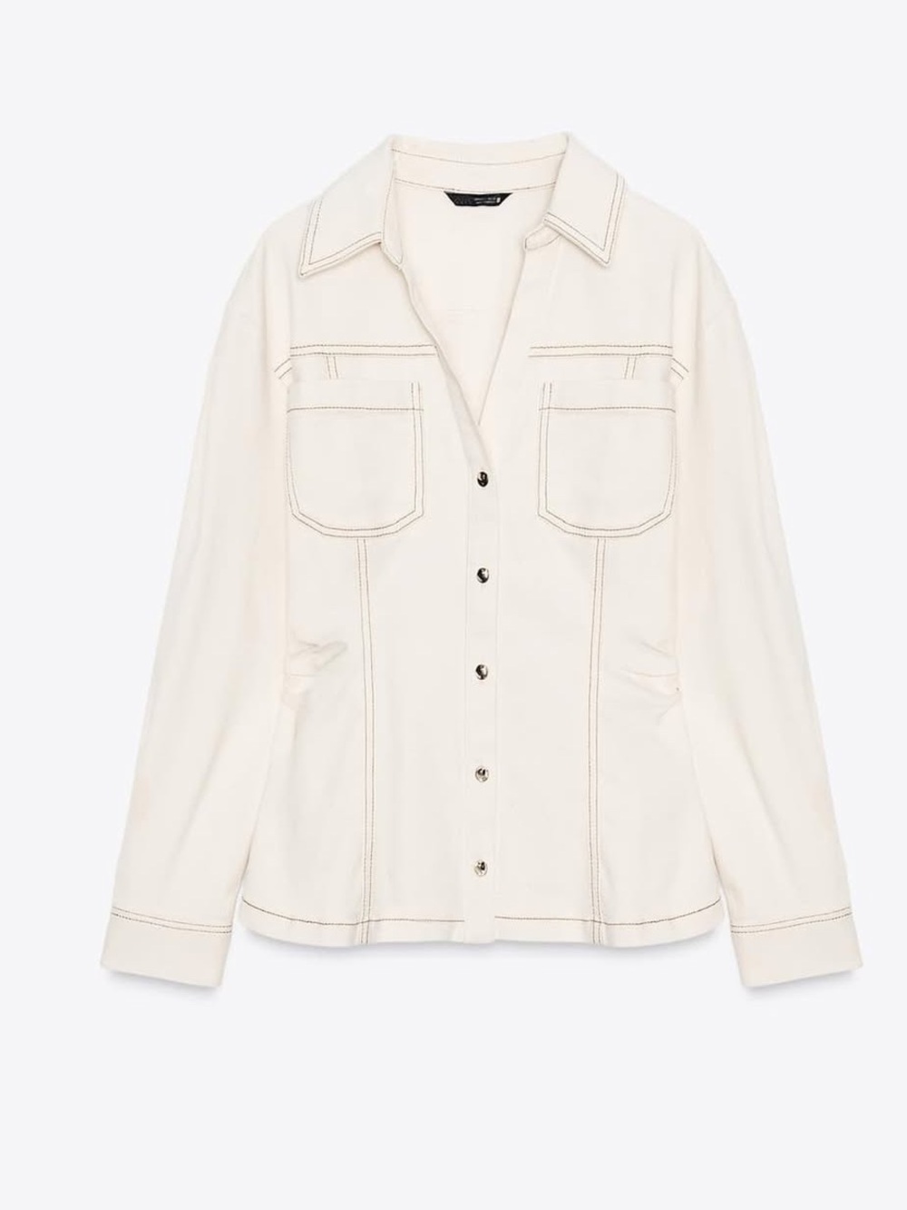 Zara Cream Utility Jacket with Contrast Stitching